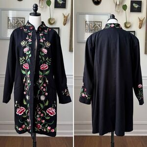 Victor Costa Occasion Floral Embroidered Coat Tunic Jacket Vintage Size 1X